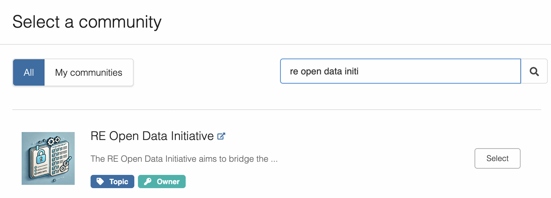 RE Open Data Initiative selection